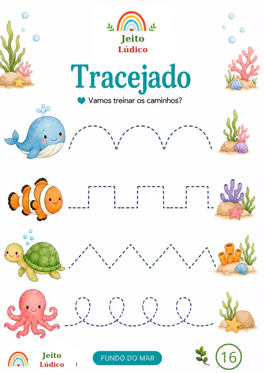 Atividade de tracejado no fundo do mar