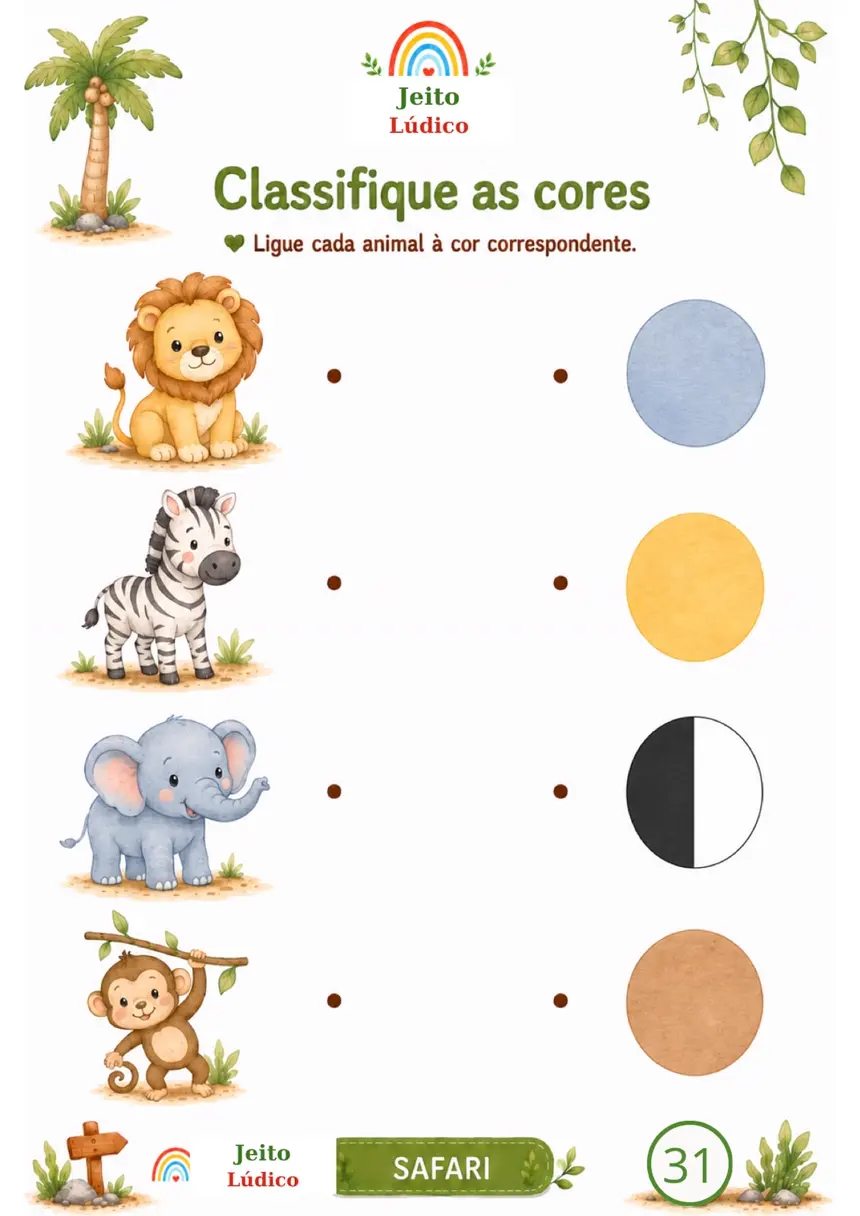 Atividade classifique as cores com animais
